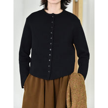 Load image into Gallery viewer, Women's Curved Hem Crew Neck Loose Knit Cardigan Sweater
