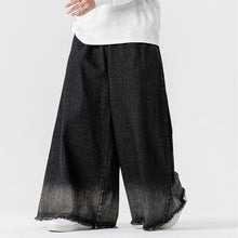 Load image into Gallery viewer, Japanese Retro Denim Gradient Color Raw Edge Wide Leg Pants
