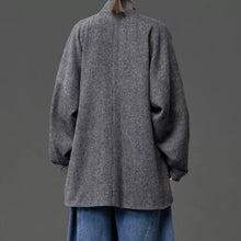 Load image into Gallery viewer, Loose Woolen Cross Front Hanfu Kimono Coat
