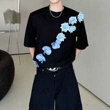 Load image into Gallery viewer, 3D Blue Floral Applique Oversized T-Shirt
