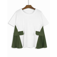 Load image into Gallery viewer, Fake Pocket Pleated Patchwork Loose T-shirt
