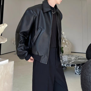 American Retro PU Leather Lapel Jacket