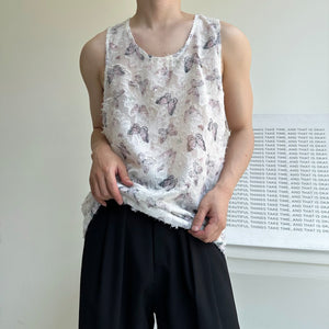 Butterfly Print Hollow Loose Vest
