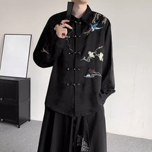 Load image into Gallery viewer, Floral and Bird Embroidered Button-down Shirt
