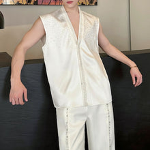 Load image into Gallery viewer, Gypsophila Brocade Rhinestone Sleeveless Shirt Vest
