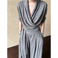 Load image into Gallery viewer, Irregular One-shoulder Waisted Pleated Top Wide-leg Pants Two-piece Set
