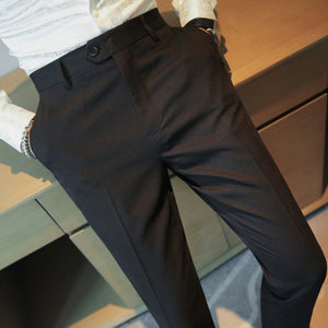 Casual Slim-fit Drape Suit Trousers