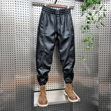 Load image into Gallery viewer, Thickened PU Stitching Small-leg Leather Pants
