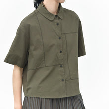 Load image into Gallery viewer, Women's Japanese Minimalist Zigzag Stitch Short Sleeve Shirt
