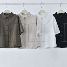 Load image into Gallery viewer, Women's Japanese Minimalist Zigzag Stitch Short Sleeve Shirt
