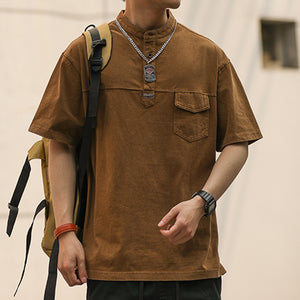 Vintage Washed POLO Neck T-Shirt