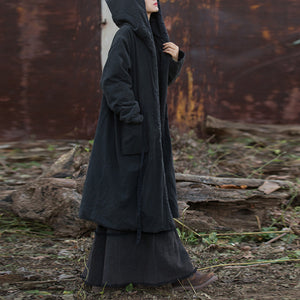 Thickened Warm Hooded Mid-length Cotton Coat