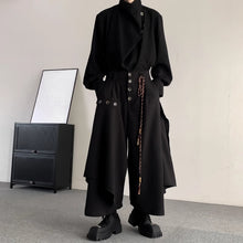 Load image into Gallery viewer, Vintage Button Asymmetric Patchwork Wide-leg Culottes
