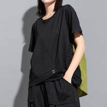 Load image into Gallery viewer, Contrast Color Stitching Loose Short-sleeved T-shirt
