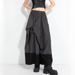 Elastic Waist Midi Skirt Pants