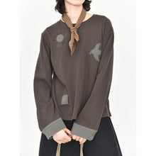 Load image into Gallery viewer, Women's Japanese Loose Graphic Striped Patchwork Crewneck T-shirt
