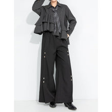Load image into Gallery viewer, Women's Side Snap Button Draped Wide-leg Trousers
