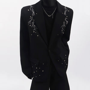 Metal Beaded Loose Suit Jacket
