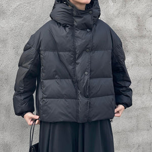 Stand Collar Hooded Loose Jacket