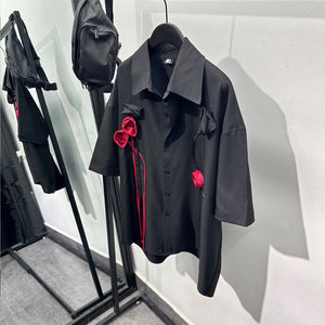 3D Rose Design Loose Casual Shirt