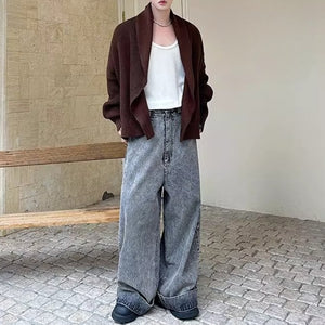 Lapel Button-down Knitted Sweater Coat