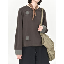 Load image into Gallery viewer, Women's Japanese Loose Graphic Striped Patchwork Crewneck T-shirt
