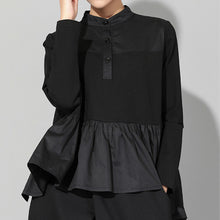Load image into Gallery viewer, Long-sleeved Patchwork Slim-fitting Babydoll Shirt
