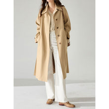Load image into Gallery viewer, Breathable Long Lightweight Linen Rayon Draped Trench Coat
