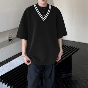Striped Loose Heavyweight Casual T-shirt