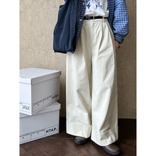 Load image into Gallery viewer, Cuffed Wide-leg Cotton High-rise Straight-leg Trousers
