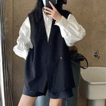 Load image into Gallery viewer, V-neck Oblique Button Loose Suit Vest
