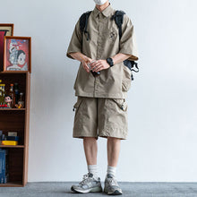 Load image into Gallery viewer, Japanese Functional Large Pocket Shirt Casual Loose Overalls Two-piece Set
