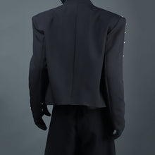 Load image into Gallery viewer, Heavy Beaded Diamond Collarless Blazer
