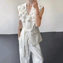 Load image into Gallery viewer, Design Three-dimensional Rose Sleeveless Suit Vest
