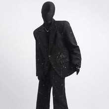 Load image into Gallery viewer, Glittery Starry Sky Loose Casual Blazer Slightly Flared Trousers Two-Piece Set
