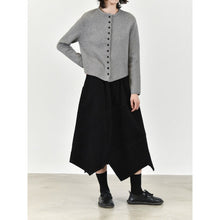 Load image into Gallery viewer, Women's Curved Hem Crew Neck Loose Knit Cardigan Sweater
