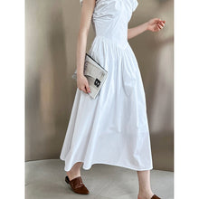 Load image into Gallery viewer, French Waist Halter V-neck Pleated Dress
