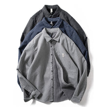 Load image into Gallery viewer, Striped Retro Slim Fit Casual Shirt Top
