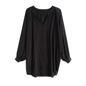 Black Neutral Style V-neck Top