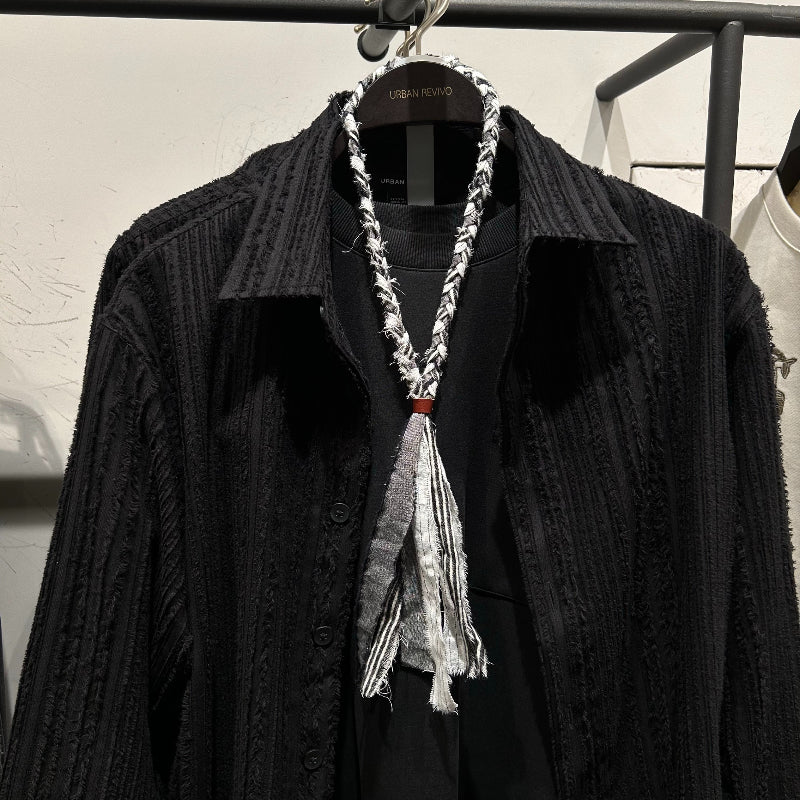 Vintage Cotton and Linen Braided Tie Necklace