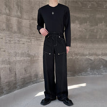 Load image into Gallery viewer, Topstitched Metallic Layered Cargo Pants
