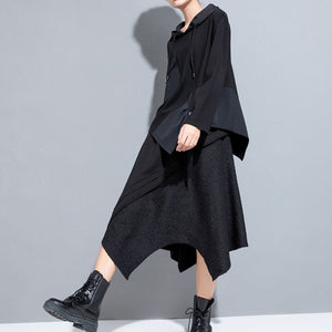 Hooded Irregular Stitching Long Sleeves T-shirts