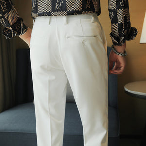 Casual Slim-fit Drape Suit Trousers