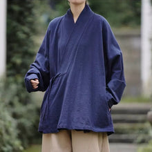 Load image into Gallery viewer, Loose Cotton Cross Front Hanfu Kimono Cardigan
