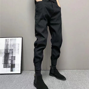 Casual Denim Cuff Washed Stretch Trousers