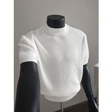 Load image into Gallery viewer, Turtleneck Short-sleeved Striped Sweater
