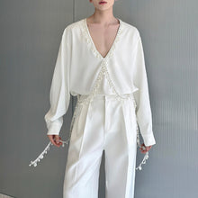 Load image into Gallery viewer, French V-neck Beaded Loose Shirt
