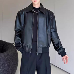 American Retro PU Leather Lapel Jacket