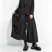 Load image into Gallery viewer, Irregular Striped Patchwork Elastic Waist Culottes
