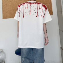 Load image into Gallery viewer, Round Neck Hand-painted Geometric Pattern Loose T-shirt
